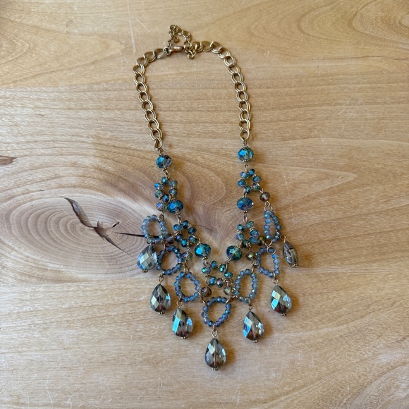 VICTORIAN INTRICATE NECKLACE BLUE BEADS OLD WORLD EDWARDIAN STATEMENT ORNATE - Picture 5 of 8